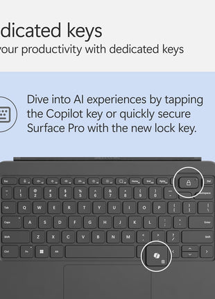 Microsoft Surface Pro Keyboard for Surface Pro 12" Device, Keyboard Only, Alcantara Material, Slate