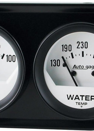 AUTO Meter 2323 Autogage White Oil/Water Gauge with Black Console 2.3125 in.
