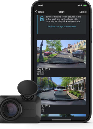 Garmin Dash Cam™ Mini 3, Ultracompact 1080p HD Dash Cam with a 140-degree Field of View, Built in Clarity™ Polarizer, Voice Controlled, Automatic Recording