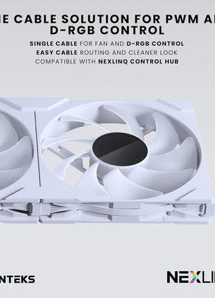 Phanteks M25-140 Gen2, 140mm ARGB High Performance Cooling Fans, Daisy-Chain Unified Fan Frame, Infinity Mirror hub, Single Cable Connection, White