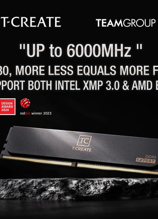 TEAMGROUP T-Create Expert CL30 Overclocking 10L DDR5 32GB Kit (2 x 16GB) 6000MHz (PC5-48000) Intel XMP 3.0 & AMD EXPO Compatible Desktop Memory Module Ram Black - CTCED532G6000HC30DC01