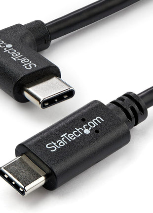 StarTech.com Right Angle USB-C Cable - 1m / 3 ft - Reversible - M/M - USB Type C Cable - USB-C Charge Cable - USB C to USB C Cable (USB2CC1MR), Black