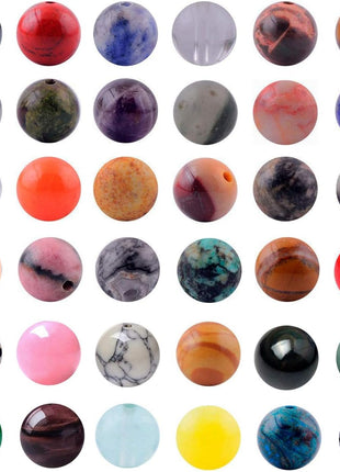 Natural Stone Beads 100pcs Round Genuine Real Stone Beading Loose Gemstones Hole Size 1mm DIY Smooth Bead for Bracelet Necklace Earrings Jewelry Making(Natural Stone Beads Multicolor, 8mm)