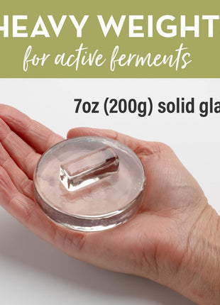 Glass Fermentation Weights for Wide Mouth Mason Jars — Set of 4, Easy Lift Handles — for Sauerkraut, Kimchi, Pickles & Kombucha