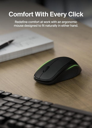 Belkin Wireless Keyboard and Mouse with USB-A Receiver - Keyboard Set w/Wireless Mouse, Ergonomic Design for Home, Office, Desk, Compatible with Laptop, PC, Windows - Batteries Included - Black