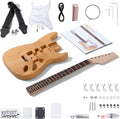 Leo Jaymz DIY ST Style Electric Guitar Kits with Roasted Pine Body and Maple Neck - Laurel Wood Fingerboard,Strap and All Components Included (ST Roasted Pine)