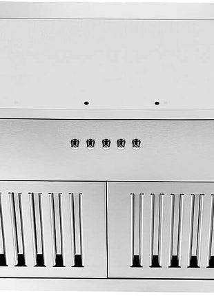 Range Hood Insert 30 inch,Stainless Steel Kitchen Vent Hood 600CFM,Built-in Kitchen Stove Hood w/Front Button Controls and Front LED Lights,Baffle Filters,Ducted/ductless Convertible Duct