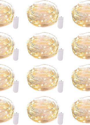 Brightown 12 Pack LED Fairy Lights Battery Operated String Lights - 7ft 20LED Waterproof Silver Wire Firefly Starry Moon Lights for DIY Crafts Wedding Table Centerpieces Party Ramadan Decorations