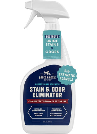 Rocco & Roxie Stain & Odor Eliminator for Strong Odor, 32oz Enzyme Pet Odor Eliminator for Home, Carpet Stain Remover for Cats & Dog Pee, Enzymatic Cat Urine Destroyer, Carpet Cleaner Spray