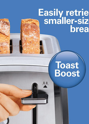 Hamilton Beach 2 Slice Toaster with Extra Wide Slots, Bagel Setting, Toast Boost, Slide Out Crumb Tray, Auto Shutoff & Cancel Button, Defrost Function, Stainless Steel (22794)