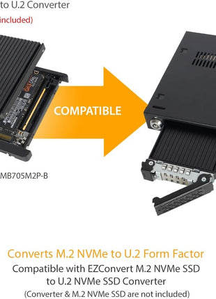 ICY DOCK 2.5" U.2 NVMe SSD PCIe 3.0/4.0 Mobile Rack for External 3.5" Drive Bay (147mm Depth) | ToughArmor MB601VK-B