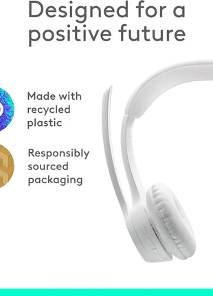 Logitech Zone 300 Wireless Bluetooth Headset Noise Canceling - Off-White | Compatible with Windows, Mac, Chrome, Linux, iOS, iPadOS, Android