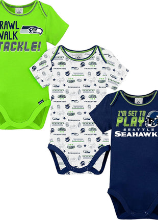 Gerber NFL Unisex-Baby NFL Team 3 Pack Short Sleeve Onesie Bodysuit