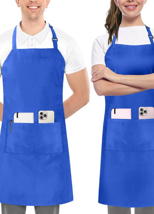 Utopia Kitchen 2 Pack Bib Apron, Adjustable with 2 Pockets, Water and Oil Resistant, Cooking Kitchen Chef Apron for Women Men