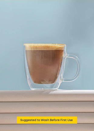 JoyJolt Savor Double Wall Insulated Glasses Espresso Mugs (Set of 2) - 5.4-Ounces