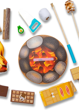 Melissa & Doug Let's Explore Campfire S'mores Set with Toy food & Kids Play Kitchen Accessories, Preschool Learning Toys for Girls & Boys 3+