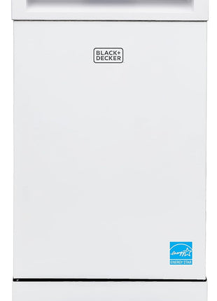 BLACK+DECKER 18-Inch Portable Dishwasher, Energy Star, BPD8W, White | 8-Place Setting Capacity, Mobile Dish Washer with 6 Wash Programs, LED Display, Stainless Steel Tub