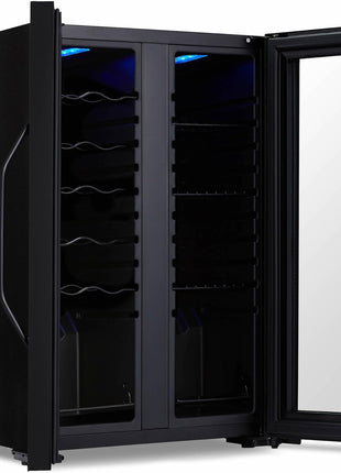 Luma Comfort Shadow Series Wine Cooler Refrigerator 12 Bottle & 39 Can Dual Temperature Zones, Freestanding Mirrored Wine and Beverage Fridge with Double-Layer Tempered Glass Door & Compressor Cooling