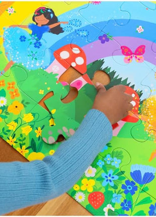 Crocodile Creek 36-Piece Jigsaw Floor Puzzle - Fun Floor Puzzles for Kids Ages 3-5 - Heavy-Duty Shaped Box for Storage - Over The Rainbow - 24" W x 18" H Finished