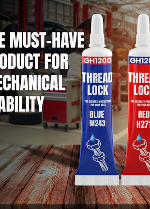 GH1200-6gx2 Pack Thread Lock Medium and Strong Strength for Nuts, Bolts, and Metals, Threadlocker Lock Tight & Seal Fasteners with Stable and Consistent Performance