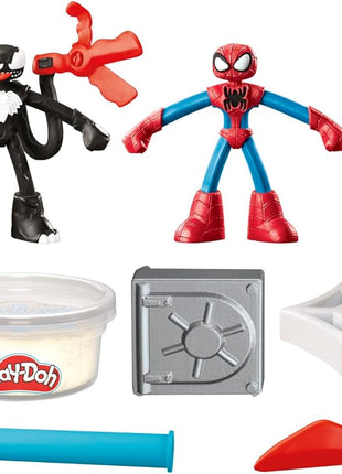 Play-Doh Marvel Spider-Man Launch & Slice Battle Playset with 2 Bendy Action Figures and 7 Accessories, Imagination Toys for Boys & Girls 4 Years & Up
