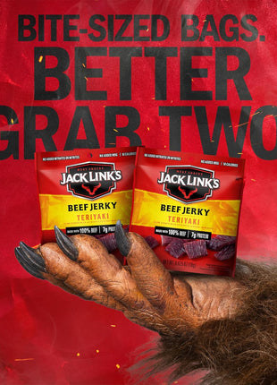 Jack Link's Beef Jerky, Teriyaki, Multipack Bags   Flavorful Meat Snacks for Lunches, Ready to Eat Protein Snacks, Individual Packs   7g of Protein, Made with 100% Beef   0.625 oz (Pack of 5)