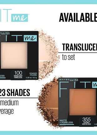 Maybelline Fit Me Matte + Poreless Pressed Face Powder Makeup & Setting Powder, Translucent, 1 Count