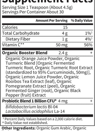 Garden of Life Organics Turmeric Booster Inflammatory Response Powder - 30 Servings, 50mg Curcumin (95% Curcuminoids) & Probiotics, Organic Non-GMO Vegan & Gluten Free Herbal Supplements