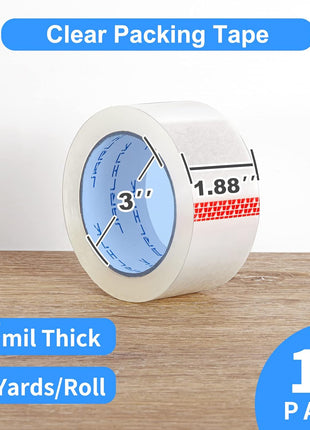 JARLINK Clear Packing Tape (12 Rolls), Heavy Duty Packaging Tape for Shipping Packaging Moving Sealing, 2.7mil Thick, 1.88 inches Wide, 60 Yards Per Roll, 720 Total Yards