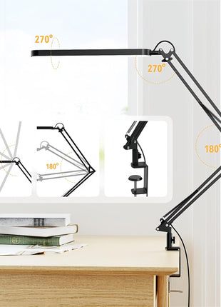 Desk Lamp for Home Office, Eye Comfortable LED Desk Light for Long Hours, Adjustable Swing Arm with Memory Function, Black