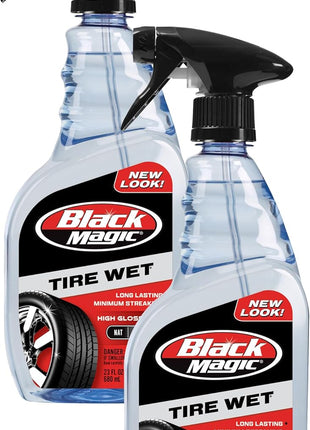 Black Magic 120217 Tire Wet, 23oz (Pack of 2) - Specially Formulated Tire Shine Applicator Cleaner to Keep Them Looking Wet, Black, and Glossy with One Quick Spray – Long-Lasting Protection for Tires