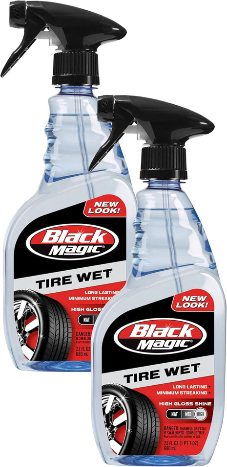 Black Magic 120217 Tire Wet, 23oz (Pack of 2) - Specially Formulated Tire Shine Applicator Cleaner to Keep Them Looking Wet, Black, and Glossy with One Quick Spray – Long-Lasting Protection for Tires