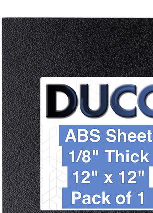Duco ABS Plastic Sheet 1/8" (3mm) Thick 12" x 12" - 1 Pack of USA-Made Textured & Matte ABS Black Sheet - Heat Moldable Plastic Panel for Home Decor, Crafts, Robotics, DIY Projects and Industrial