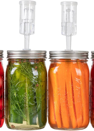 Jillmo Fermentation Kit, Stainless Steel Fermenting Lids for Wide Mouth Mason Jars (NO Jars)