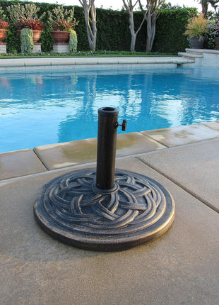 UBP18181-BR 18-Inch Cast Stone Umbrella Base, Made from Rust Free Composite Materials, Bronze Powder Coated Finish