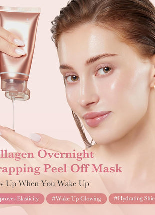medicube Collagen Overnight Wrapping Peel Off Facial Mask Pack - Elasticity & Hydration Care, Reduces Sagging & Dullness - Hydrolyzed Collagen For Glowing Skin - Korean Skin Care, 2.53 fl.oz