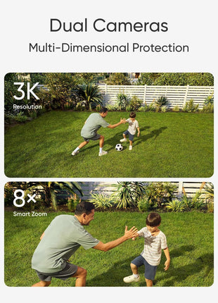 eufy Security Floodlight Camera E340, Dual-Lens, 360° Coverage, 8X Zoom | Pan & Tilt, AI Detection & Tracking, 24/7 Recording, 2000 LM, Dual-Band Wi-Fi 6, No Monthly Fee, Wired Outdoor