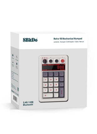 8BitDo Retro 18 Mechanical Numpad, Supports Calculator Mode, Bluetooth/2.4G/Wired Numpad for Windows and Android - N Edition