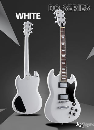 Leo Jaymz 39 Inch Solid Body Electric Guitar   Poplar Wood Body 1/4Maple Neck and Laurel Wood Fretboard (White)
