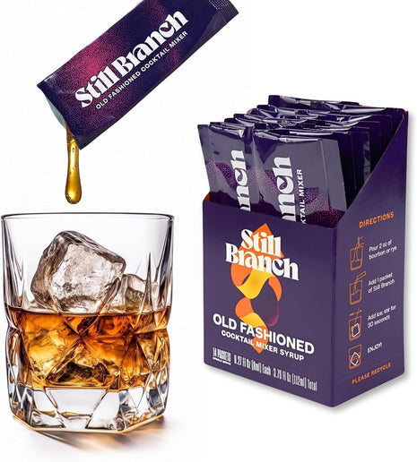 Old Fashioned Mixer Syrup, 14 Single-Serve Packets, No Fridge | Small Batch Cocktail Mixer Syrup with Two Real Bitters, Italian Cherry, and Sorghum – No Refrigeration Needed - 14 Packets