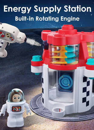 iPlay, iLearn Rocket Space Toy 3 4 5 Year Old Boys Kids Girls, Toddler STEM | Spaceship Building Playset w/Electric Drill, 2 Astronauts, Educational Learning Science Kit Birthday Gift for Age 3 4 5 6 7 8