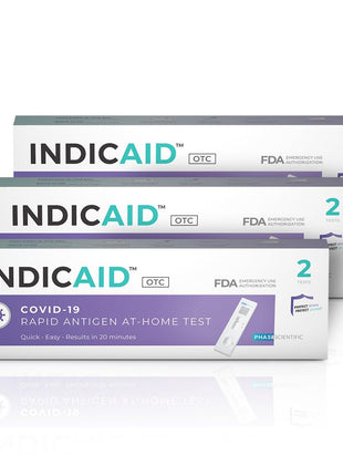 INDICAID COVID-19 Antigen Rapid Test, 6 Tests in 3 Individual Packs, FDA EUA Authorized OTC COVID Home Test, HSA/FSA Eligible, Fast and Easy to Use