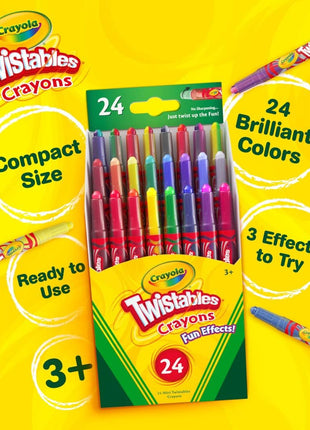 Crayola Twistables Crayons for Kids (24ct) Cute School Supplies for Toddlers, Preschool, Kindergarten, Elementary, Gifts for Boys & Girls, Ages 3, 4, 5