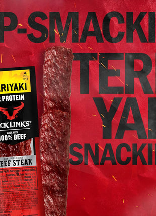Jack Link's Beef Steak, Teriyaki - Protein Snacks, Meat Snack with 9g of Protein, Made with 100% Beef, Individually Wrapped Bulk Snack Pack, Keto Friendly - 1 Oz. (12 Count)