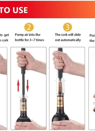 Air Pressure Pump Bottle Opener With Foil Cutter,Aerator Pourer,Vacuum Stopper(4PCS),Simple Cork Remover,Efficient Corkscrew Bottle Opener,Great For Wine Lovers,Perfect Wine Gift.