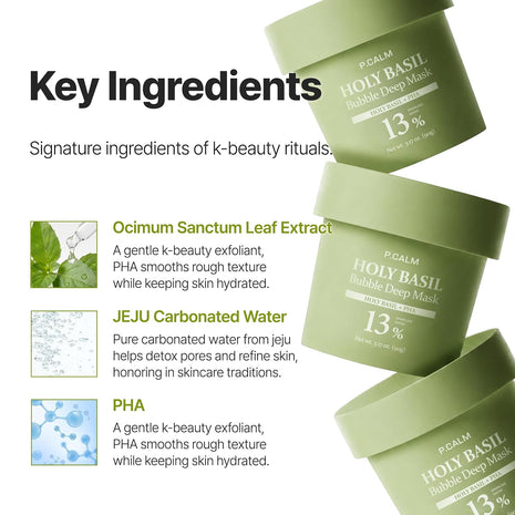 P.CALM Holy Basil Bubble Deep Mask, 90g / 3.17 oz