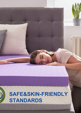 SINWEEK 2 Inch Gel Memory Foam Mattress Topper Ventilated Soft Pressure Relieve Mattress Pad, Breathable Bed Topper, CertiPUR-US Certified, Twin Size