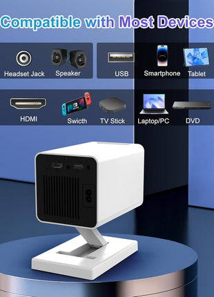 [Built-in Apps & 2026 Upgraded] Mini Projector|Portable Projector 1080P/4K Support|Smart Projector with Auto Keystone Correction|Home/Movie Projector for Phone/TV Stick/Laptop