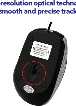 Verbatim Wired USB Computer Mouse - Corded USB Mouse for Laptops and PCs - Right or Left Hand Use, Silver 99741