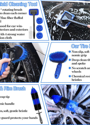 26Pcs Car Detailing Brush Set, Car Detailing Kit, Car Detailing Brushes, Car Cleaning Kit, Car Windshield Cleaning Tool, Professional Car Care kit - Car Wash Brush kit for Interior Exterior Wheels